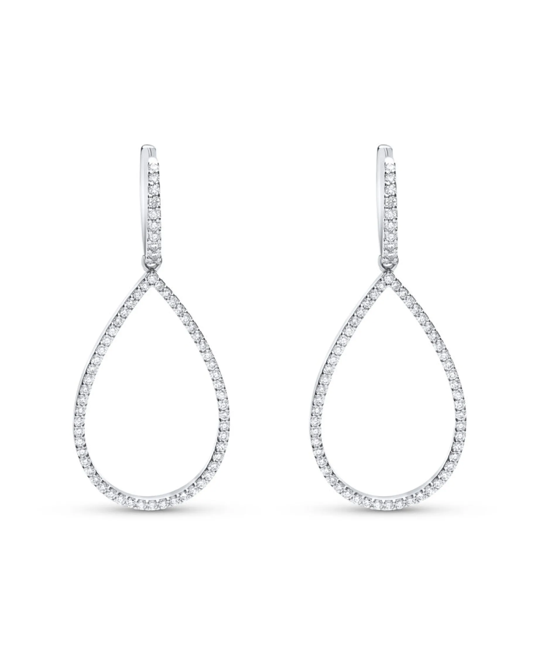 Pendientes Largos Lágrima con Diamantes 1,08 cts en Oro Blanco