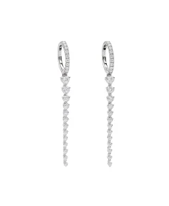Pendientes Largos Rivière con Diamantes 1,02 cts en Oro Blanco