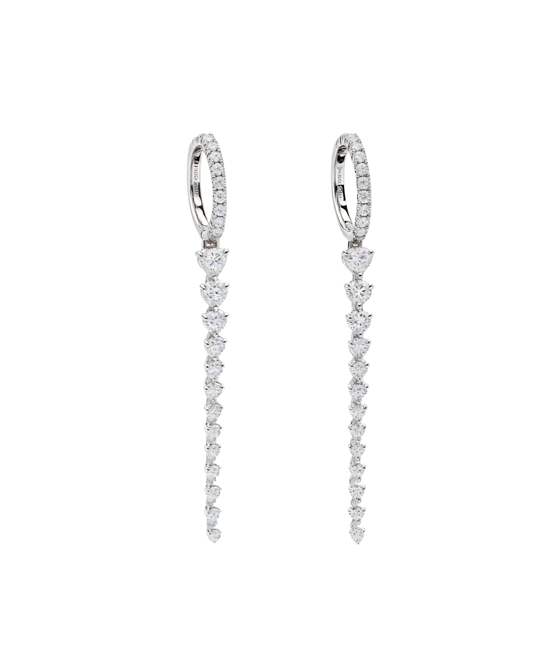 Pendientes Largos Rivière con Diamantes 1,02 cts en Oro Blanco
