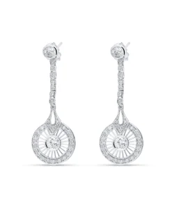 Pendientes Largos Vintage con Diamantes en Platino