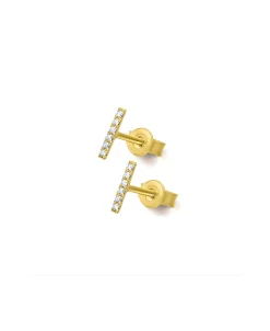 Pendientes LECARRÉ Mini Barra Oro y Diamantes | GB046OA.00