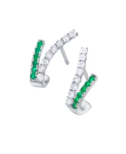 Pendientes LECARRÉ Oro Blanco Cruzados con Esmeraldas y Diamantes | GB237ES.00