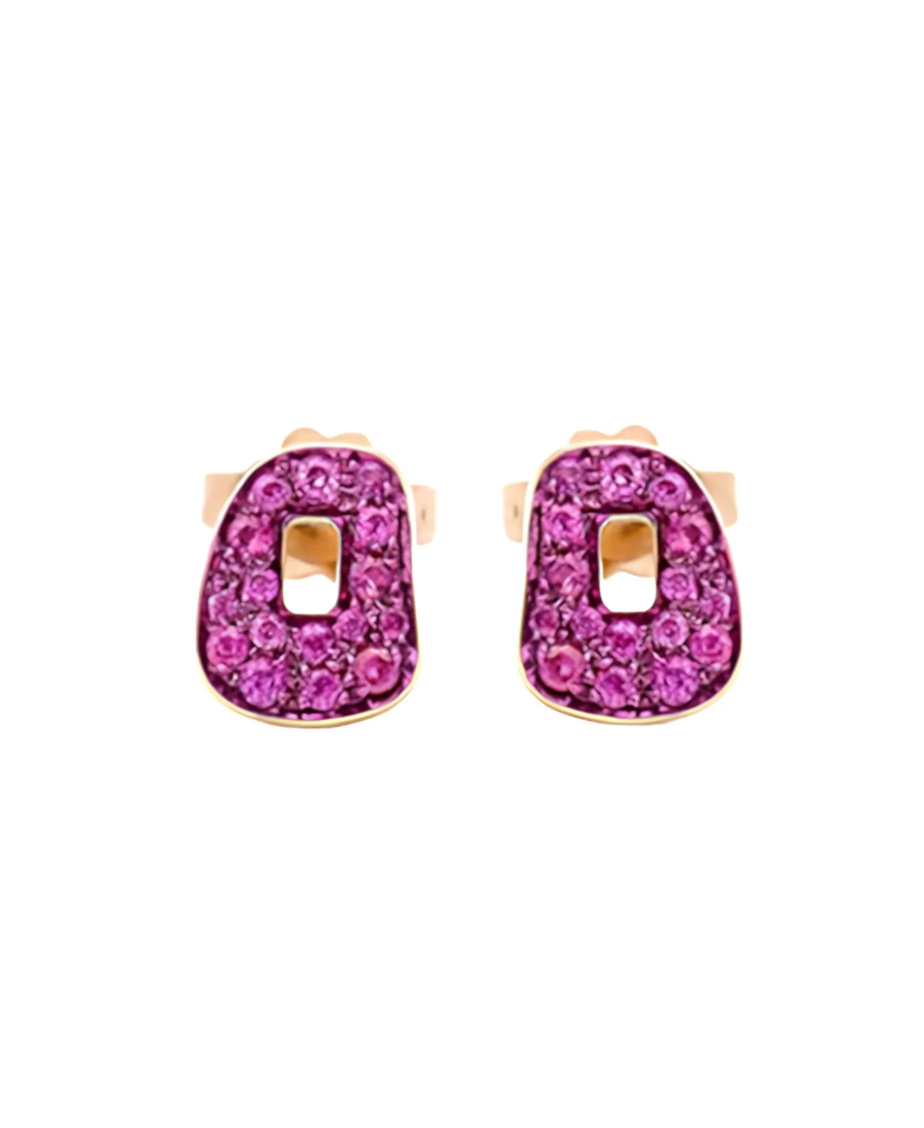 Pendientes Mattioli De Botón Mini Puzzle Zafiro Rosa En Oro Rosa | MOR054R109ZR