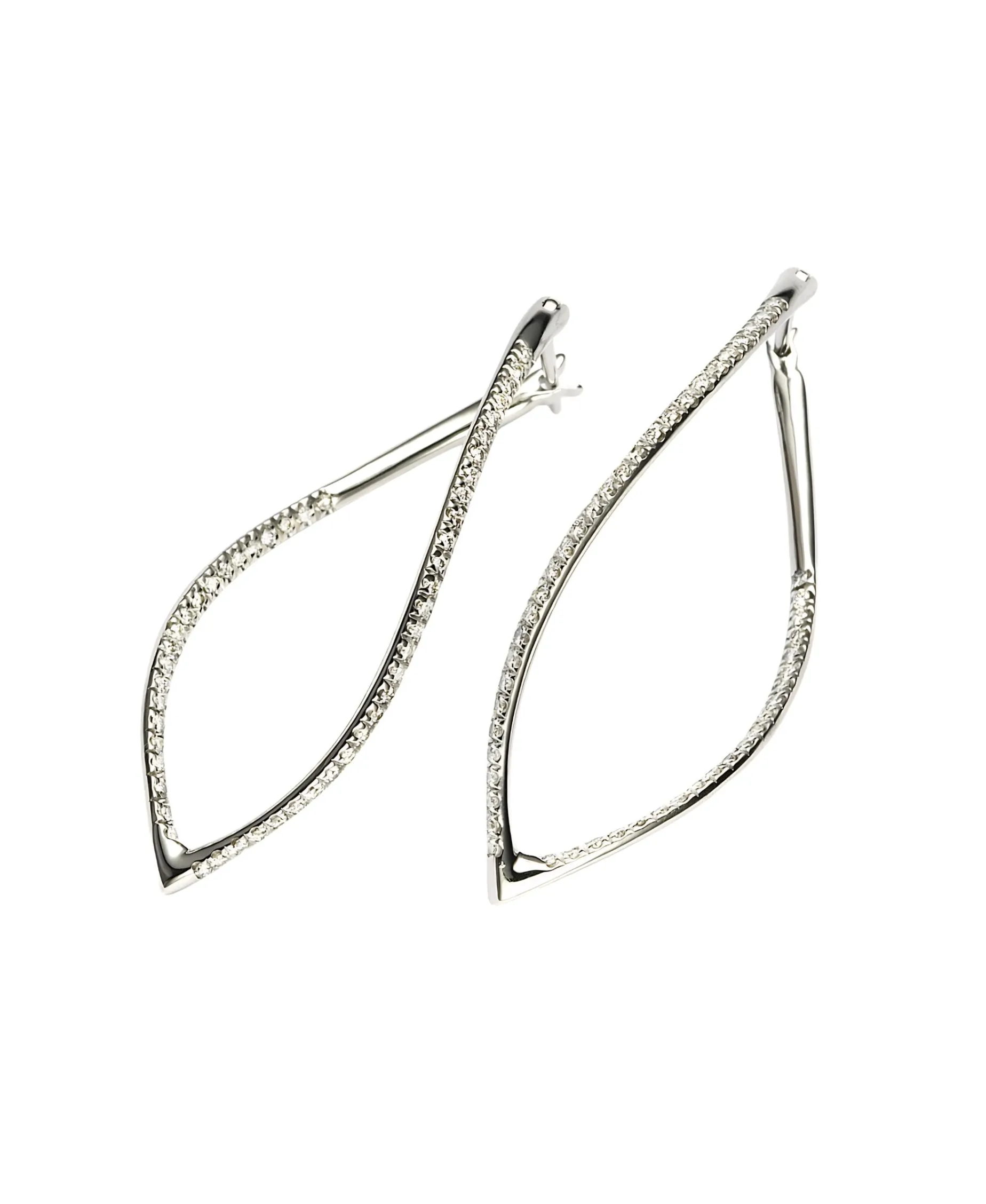 Pendientes Mattioli Largos Navettes Con Diamantes en Oro Blanco | MOR75006