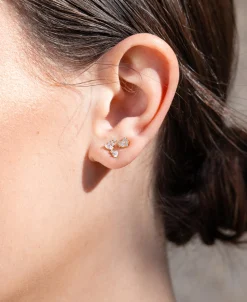 Pendientes Mini con Circonitas en Oro Amarillo