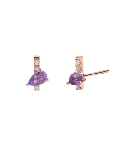 Pendientes Mini Herité Gold&Roses Oro Rosa 18kt Amatista | GR-564.3A