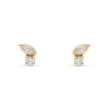 Pendientes Mini Hoja con Circonitas en Oro Amarillo