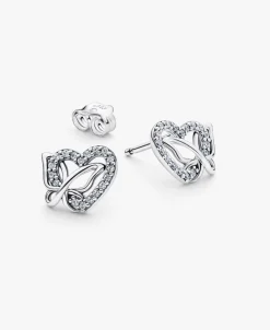 Pendientes Pandora de Botón Corazón y Mariposa Entrelazados | 294476C01