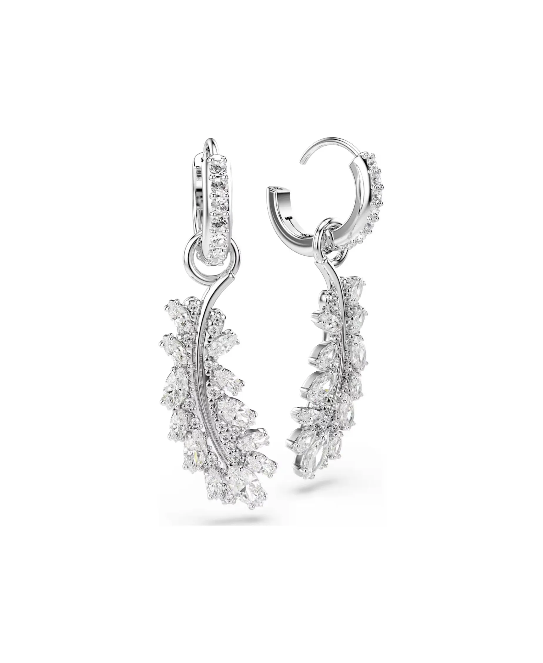 Pendientes Pluma Swarovski Vienna Baño de Rodio Cristales y Circonita | 5754272