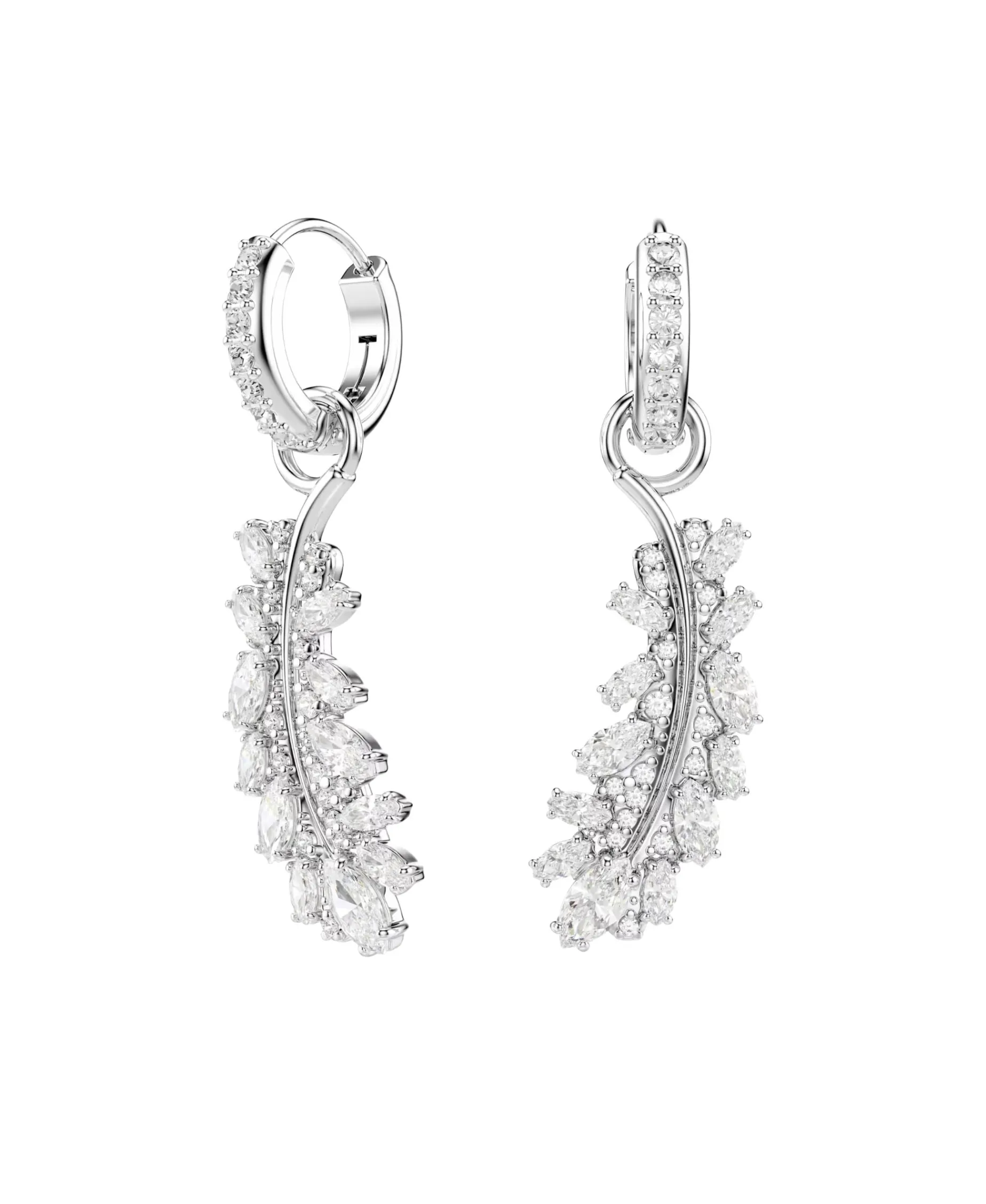 Pendientes Pluma Swarovski Vienna Baño de Rodio Cristales y Circonita | 5754272