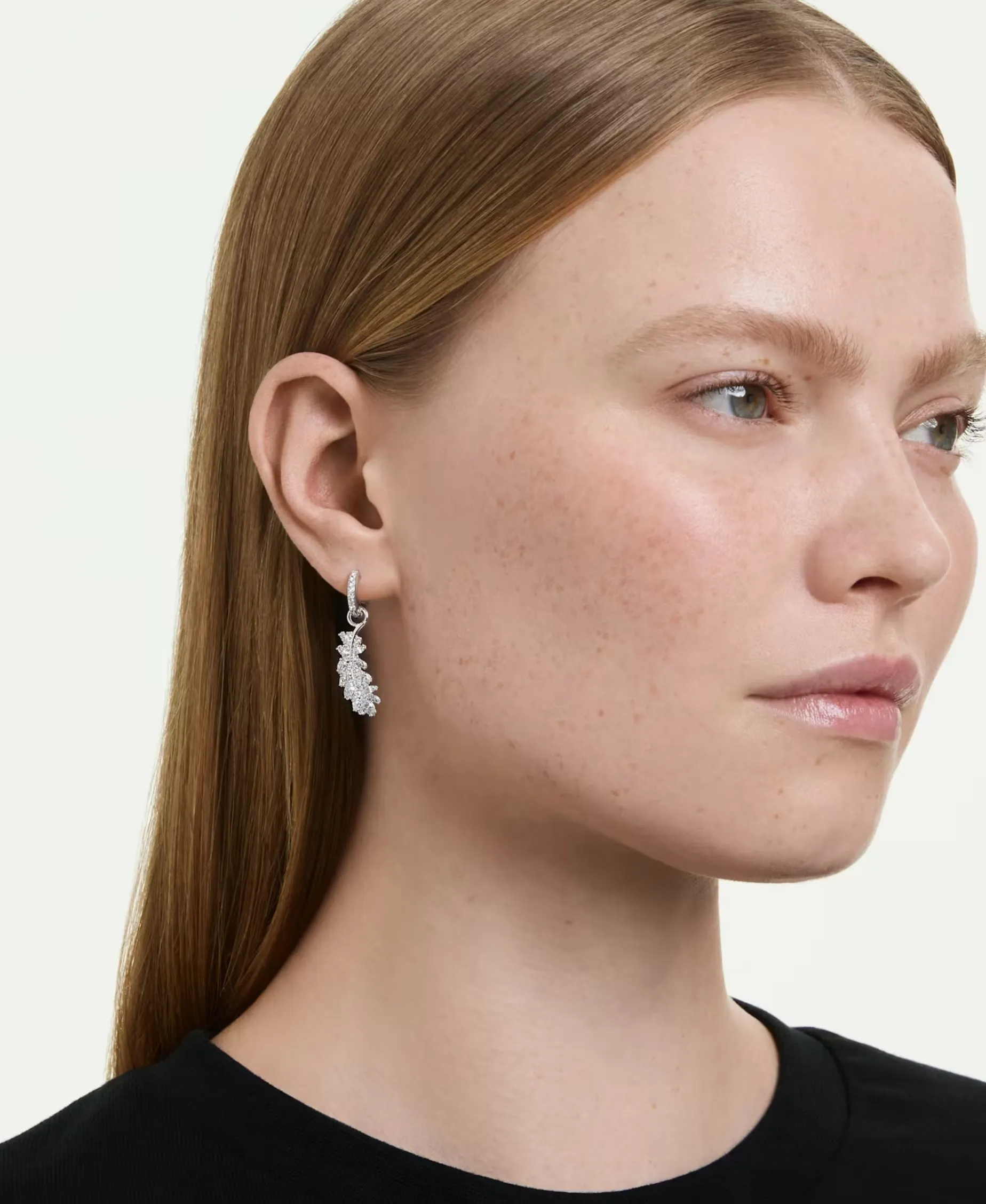 Pendientes Pluma Swarovski Vienna Baño de Rodio Cristales y Circonita | 5754272
