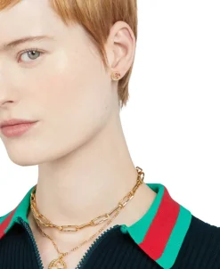 Pendientes Presión Gucci Interlocking Oro Amarillo | YBD748543002