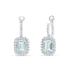 Pendientes Roseta con Aguamarinas Talla Esmeralda 2,98 cts y Diamantes en Oro Blanco 18K