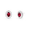 Pendientes Roseta con Rubíes Oval 1.10 cts y Diamantes en Oro Blanco