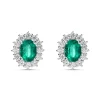 Pendientes Roseta de Esmeraldas Oval 2,61 cts y Diamantes en Oro Blanco