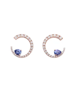 Pendientes Sasa M Gold&Roses Oro Rosa Diamantes Tanzanitas | GR-524.3T