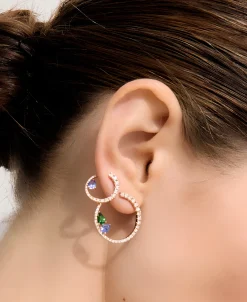 Pendientes Sasa M Gold&Roses Oro Rosa Diamantes Tanzanitas | GR-524.3T