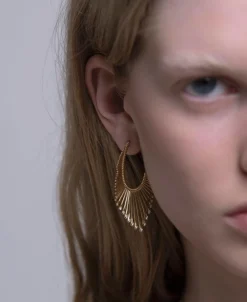 Pendientes Sunray L con Diamantes en Oro Amarillo