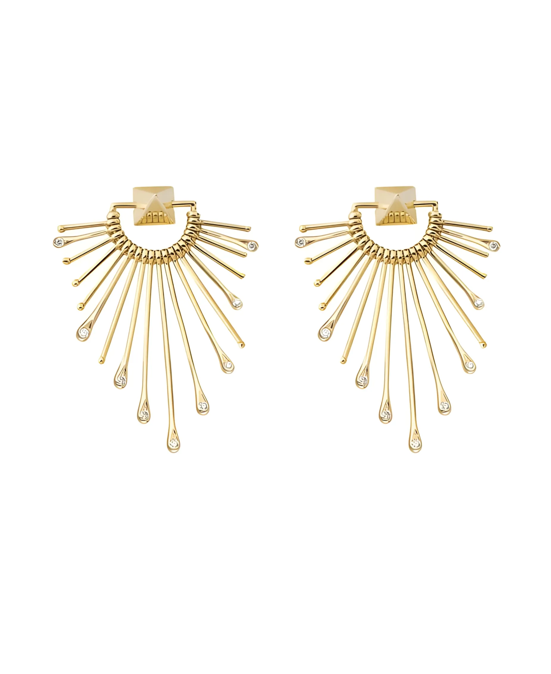 Pendientes Sunray M con diamantes en Oro Amarillo