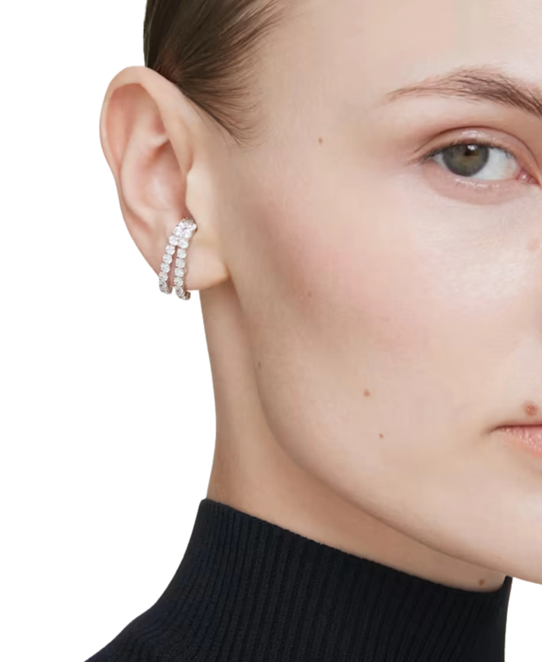 Pendientes Swarovski Matrix Ear Cuff Baño de Rodio Cristales Blancos | 5705835