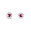 Pendientes Tipo Roseta con Rubíes y Diamantes en Oro Blanco