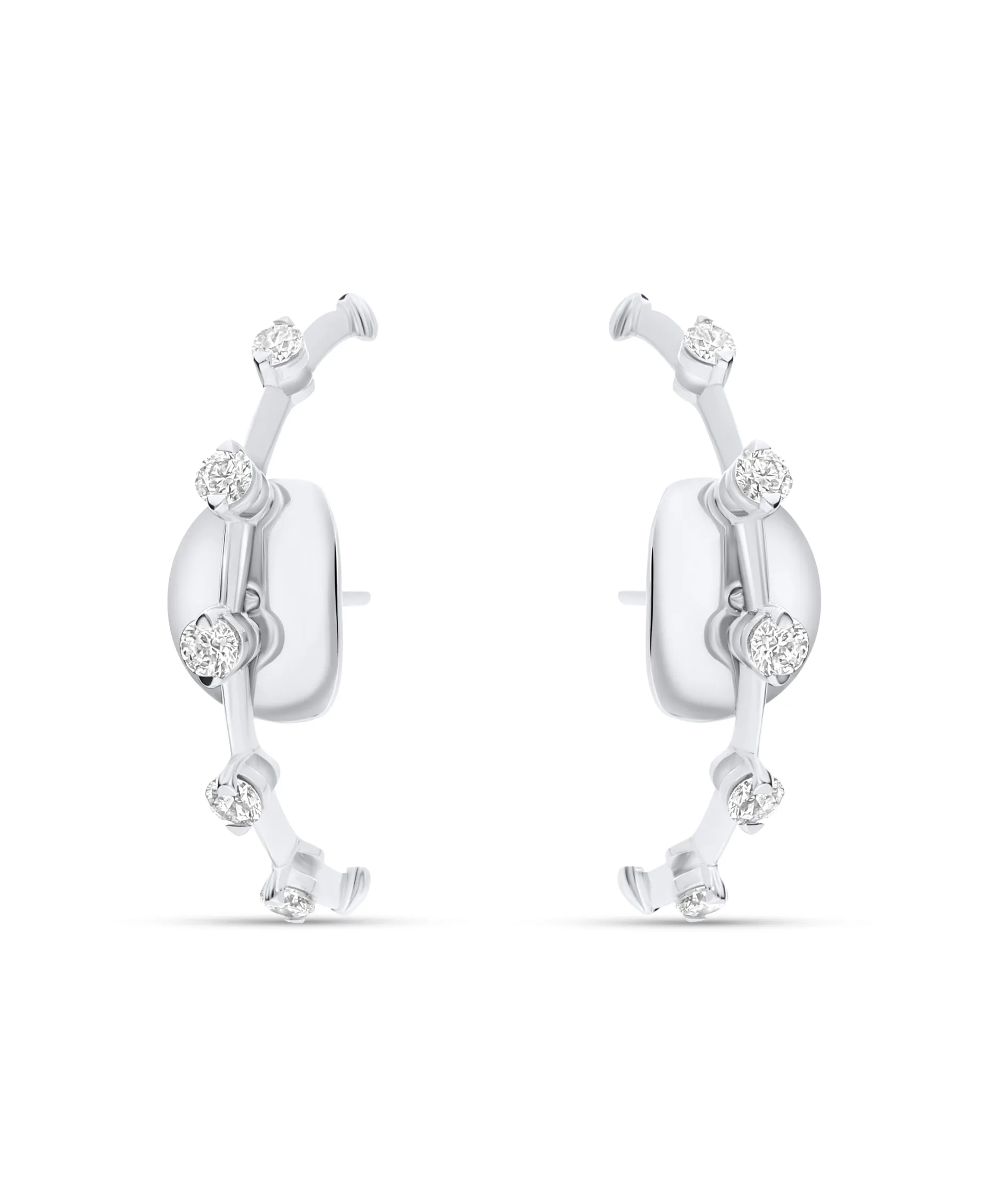 Pendientes Trepadores con Diamantes Intercalados en Oro Blanco