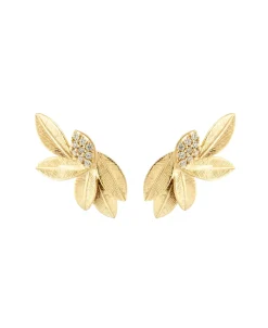 Pendientes Trepadores Hojas Marina García Plata Bañada en Oro | 90868PD