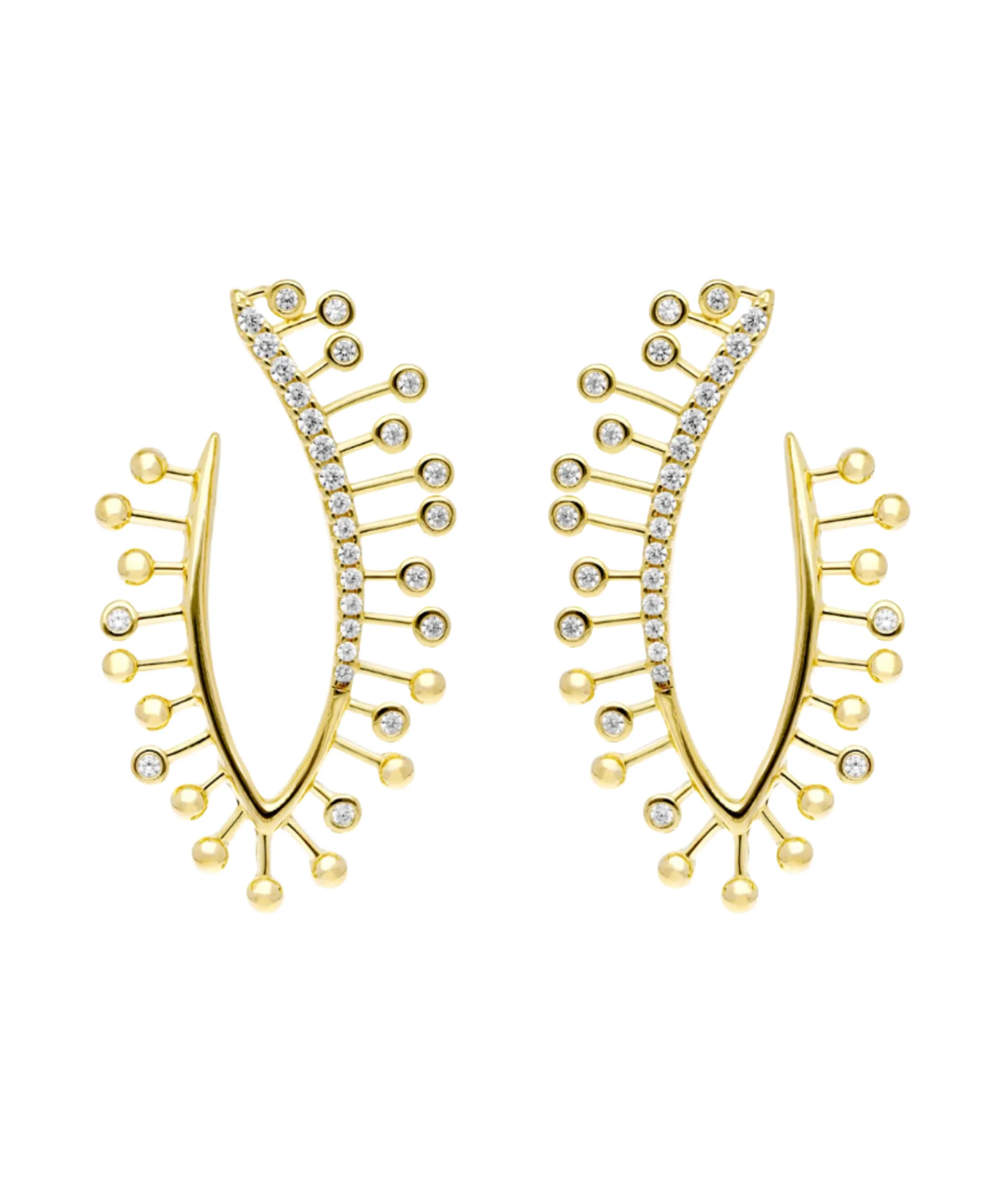 Pendientes trepadores Marina García Plata Bañada en Oro 18K Circonitas Blancas | 91007PD
