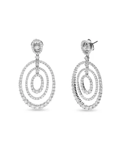 Pendientes Triple Óvalo Pavé con Diamantes 3,12 cts en Oro Blanco