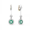 Pendientes Vintage Años 40 en Oro Blanco con Roseta de Esmeraldas y Diamantes