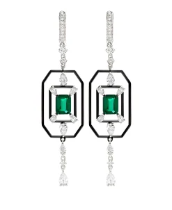 Pendientes Zambia con Esmeralda 2,43 cts y Diamantes 2,94 cts en Oro Blanco