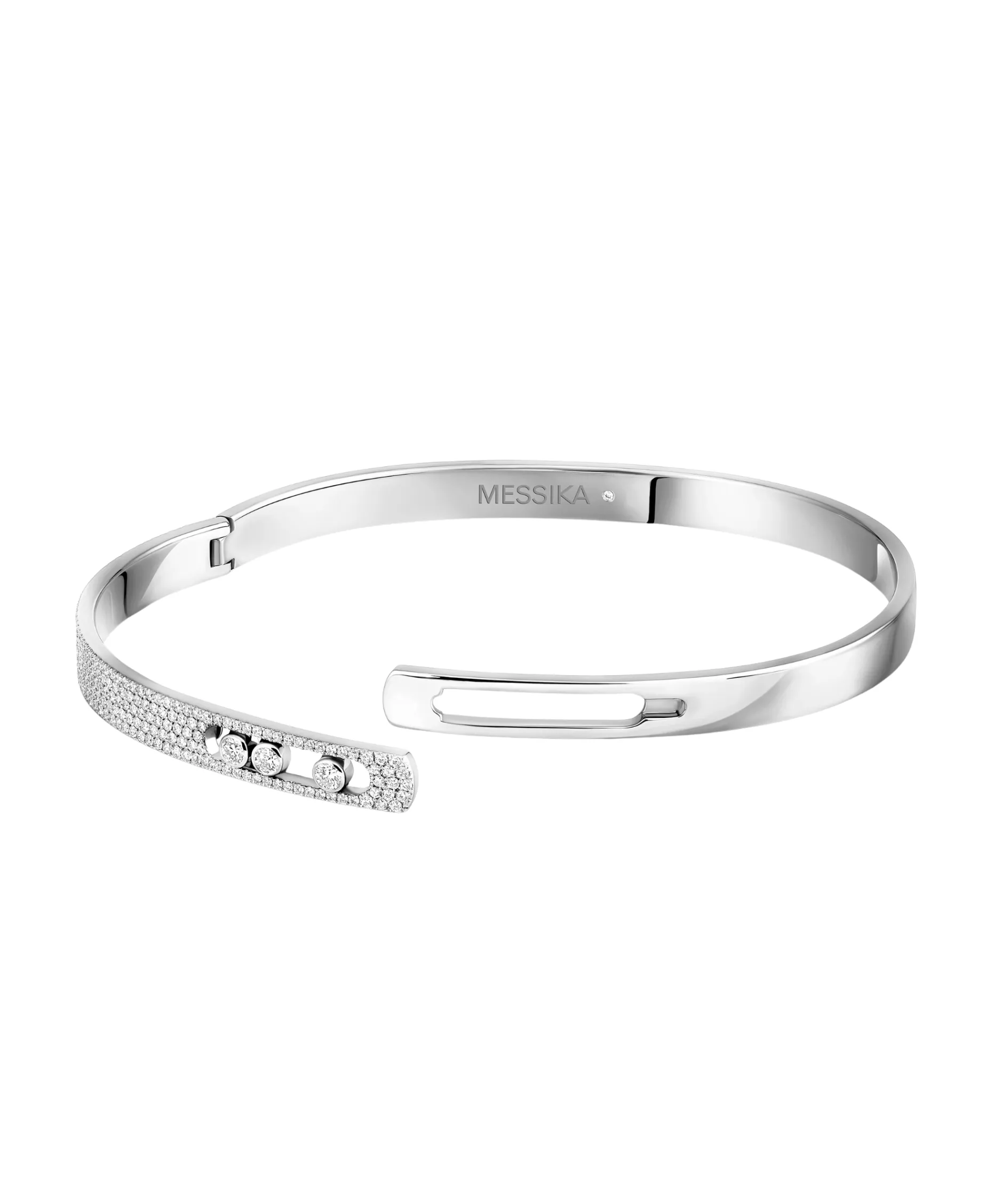 Pulsera Bangle Messika Move Noa Oro Blanco Pavé | 10093-WG-M