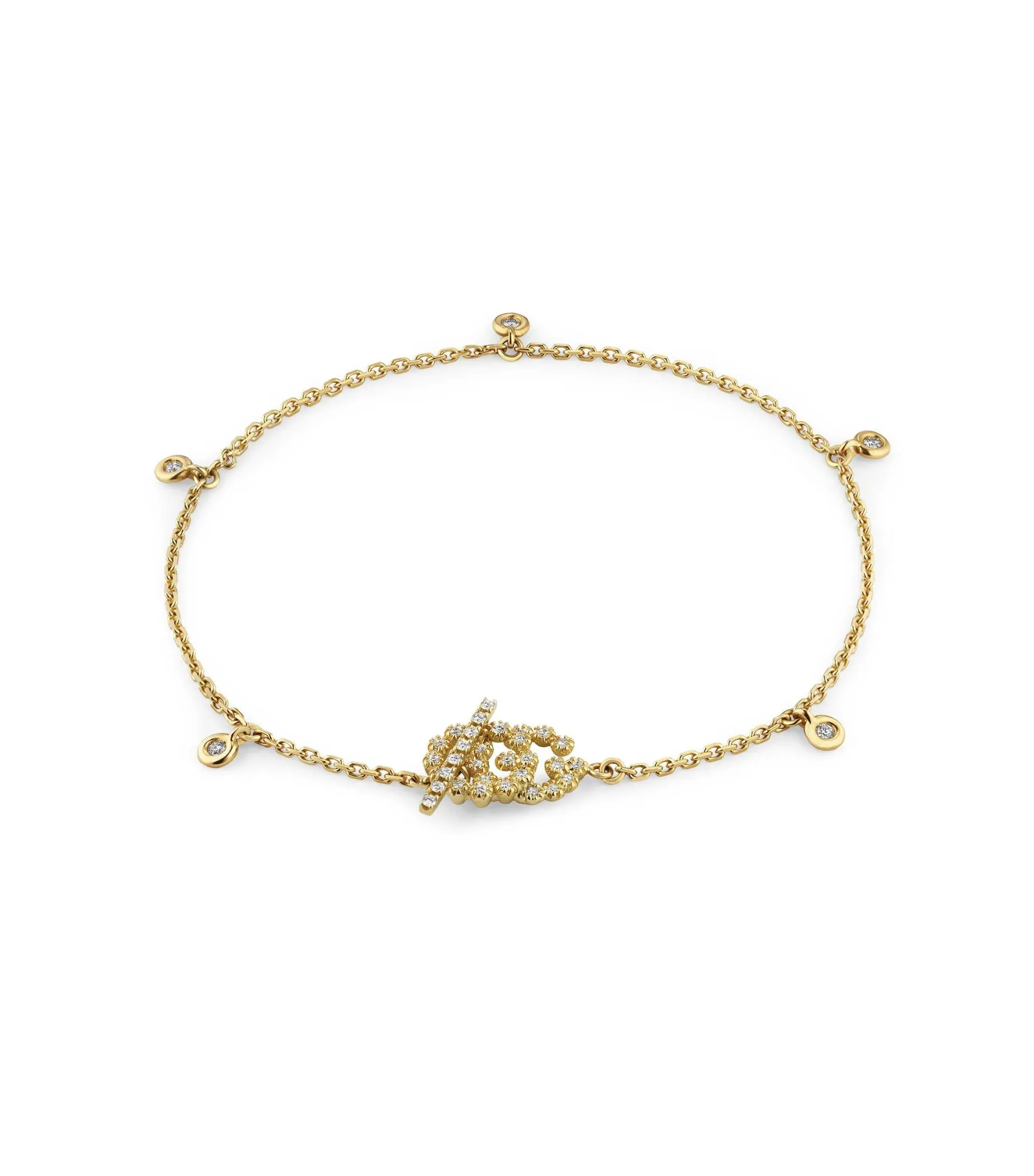 Pulsera Cadena Gucci GG Running Oro Blanco y Diamantes | YBA481671001017