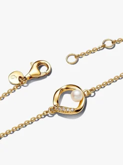 Pulsera Círculo PANDORA Forma Orgánica en Pavé y Perla - 563830C01-18