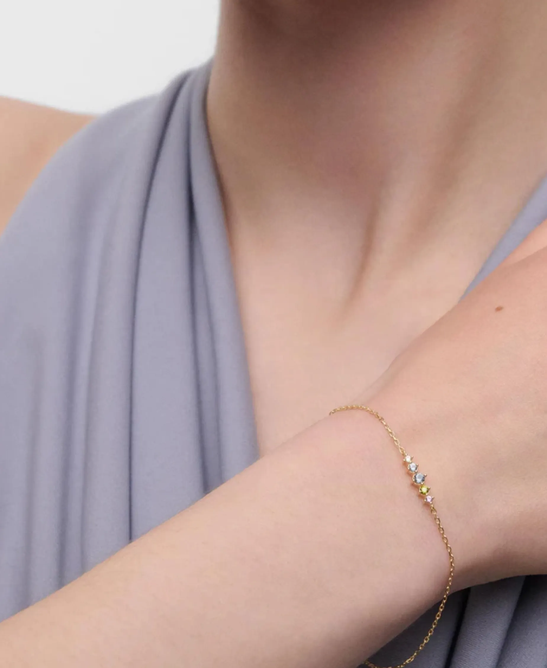 Pulsera Estela PDPAOLA Plata con Baño de Oro 18K y Circonitas Multicolor | PU01-A42-U