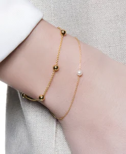 Pulsera Gold&Roses Sunrise Drop Oro Amarillo y Perlas | GR-083