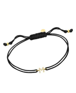 Pulsera Macramé Negro LECARRÉ Inicial M en Oro con Diamantes | GC054OA.M