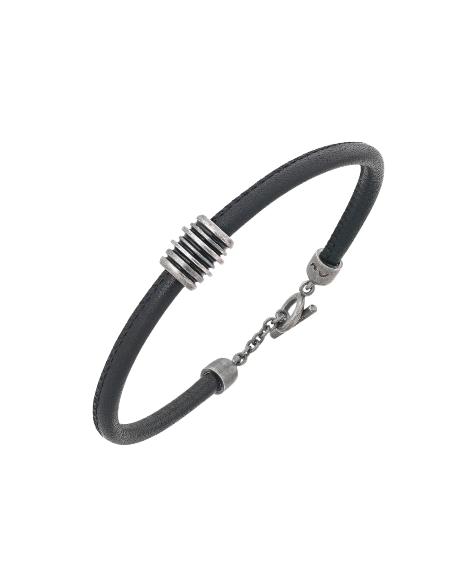 Pulsera Marco Dal Maso Acies Sliding en Plata Oxidada, Esmalte y Cuero | AGBR0119-01BVPN1E
