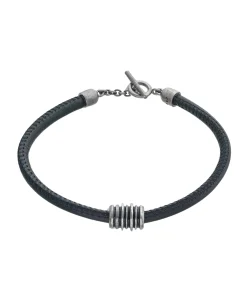 Pulsera Marco Dal Maso Acies Sliding en Plata Oxidada, Esmalte y Cuero | AGBR0119-01BVPN1E