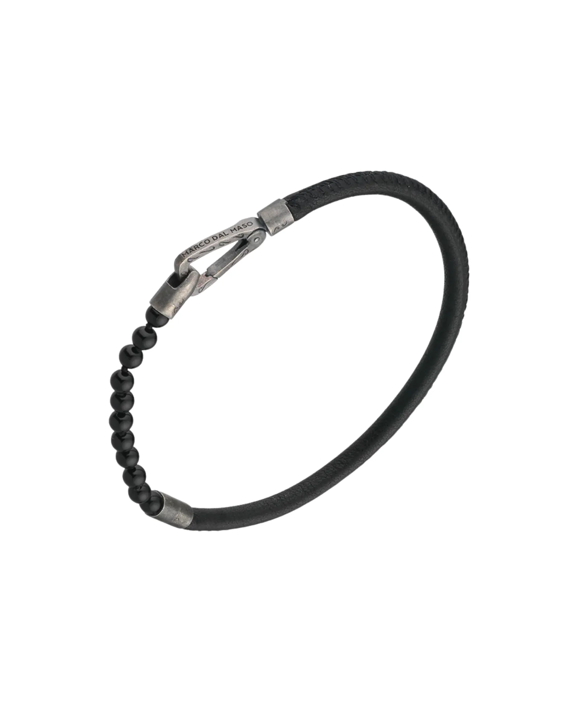 Pulsera Marco Dal Maso Lash Beaded en Ónice y Cuero Negro | AGBR0141-01BVPN1