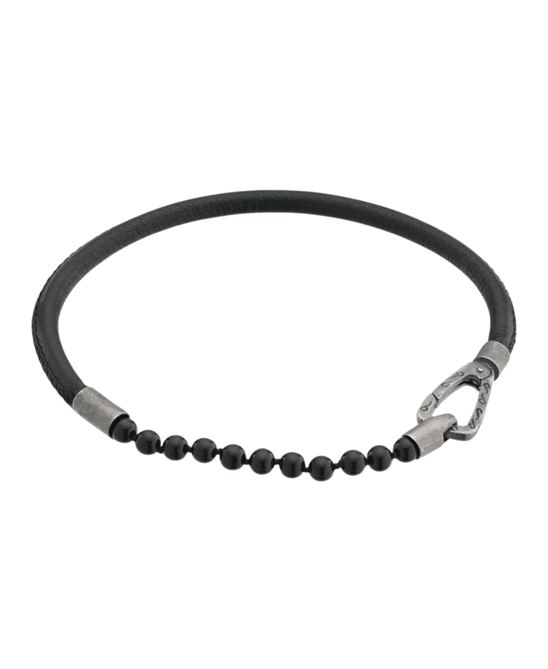 Pulsera Marco Dal Maso Lash Beaded en Ónice y Cuero Negro | AGBR0141-01BVPN1