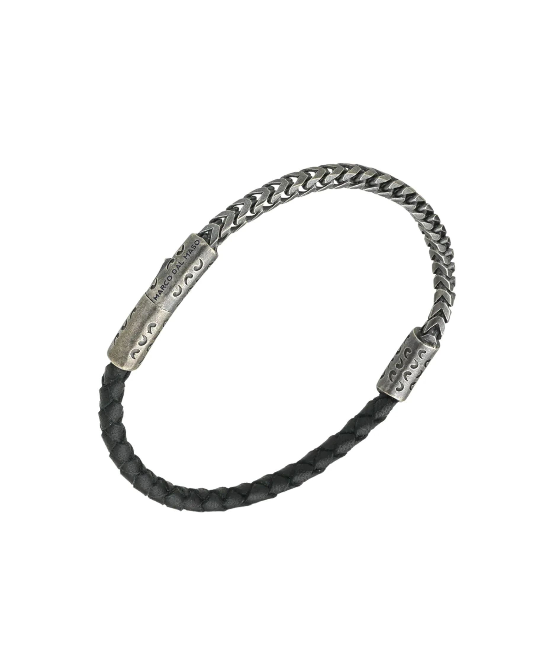 Pulsera Marco Dal Maso Lash Chain en Cuero Trenzado y Plata | AGBR0049-01BVPN2