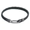 Pulsera Marco Dal Maso Lash ID Gemstone Clasp en Plata Oxidada, Diamantes Negros y Cuero | AGBR0132-01BVPN2