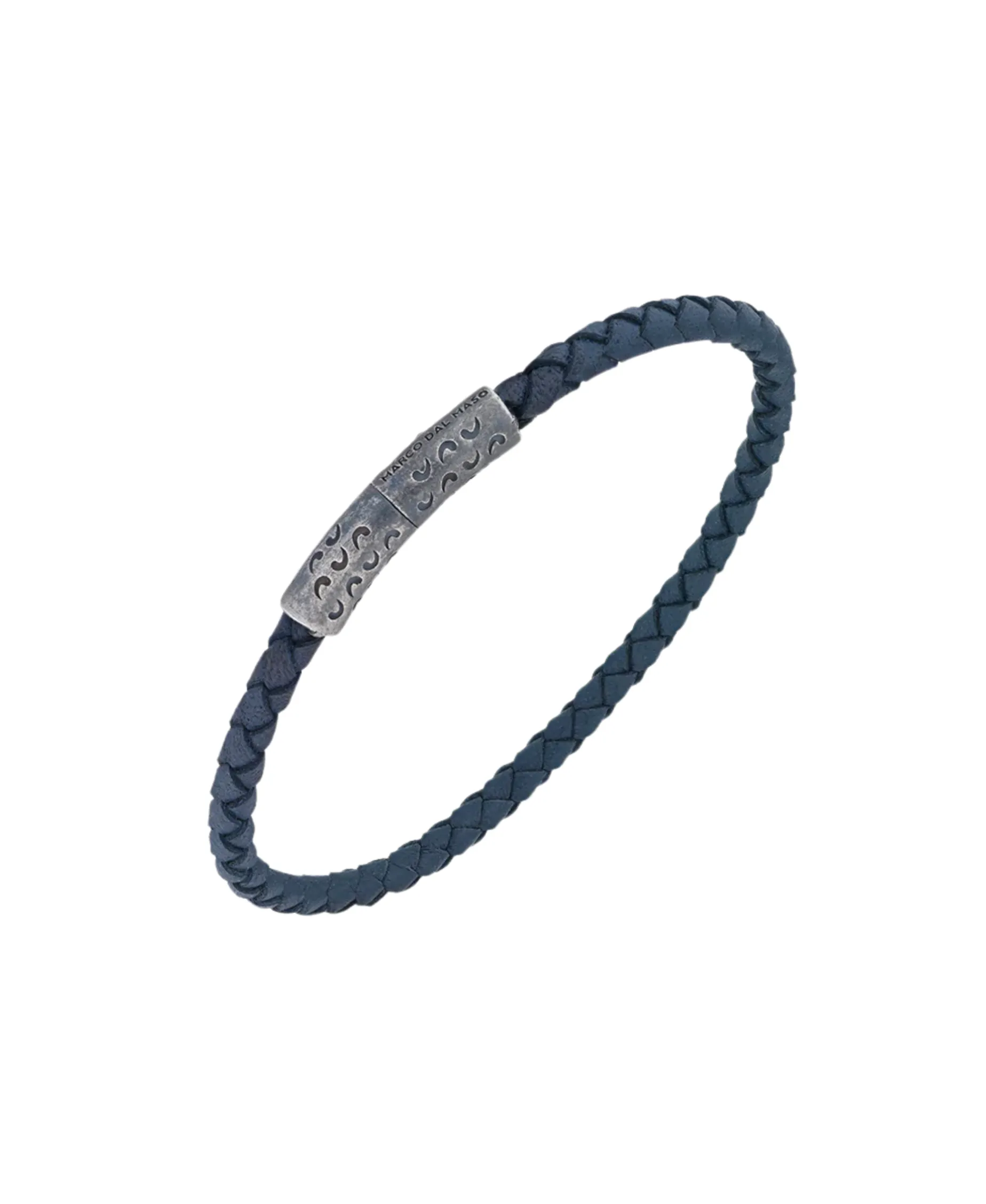 Pulsera Marco Dal Maso Lash Slim con Cierre de Cilindro en Plata y Cuero Azul | AGBR34-01BVPB2