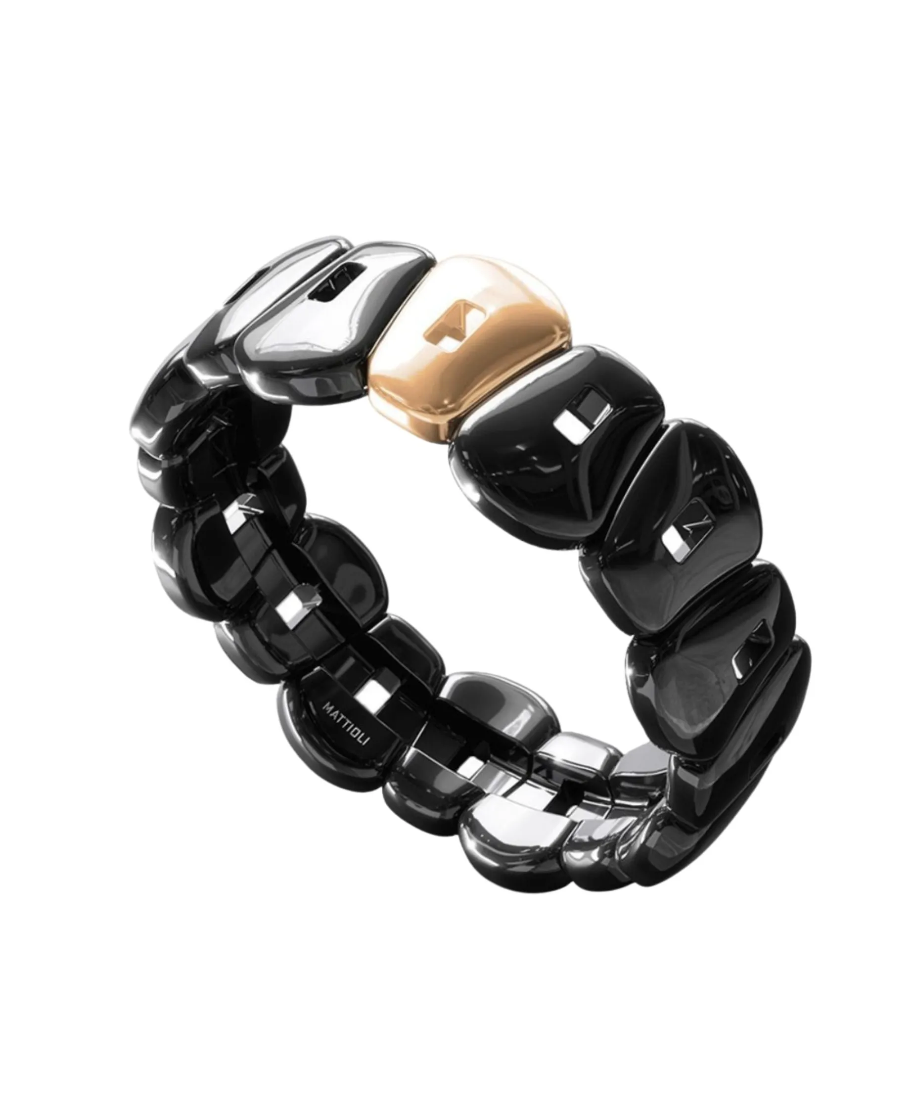 Pulsera Mattioli Puzzle En Ceramica Negra y Oro Rosa | MBR054C154OR