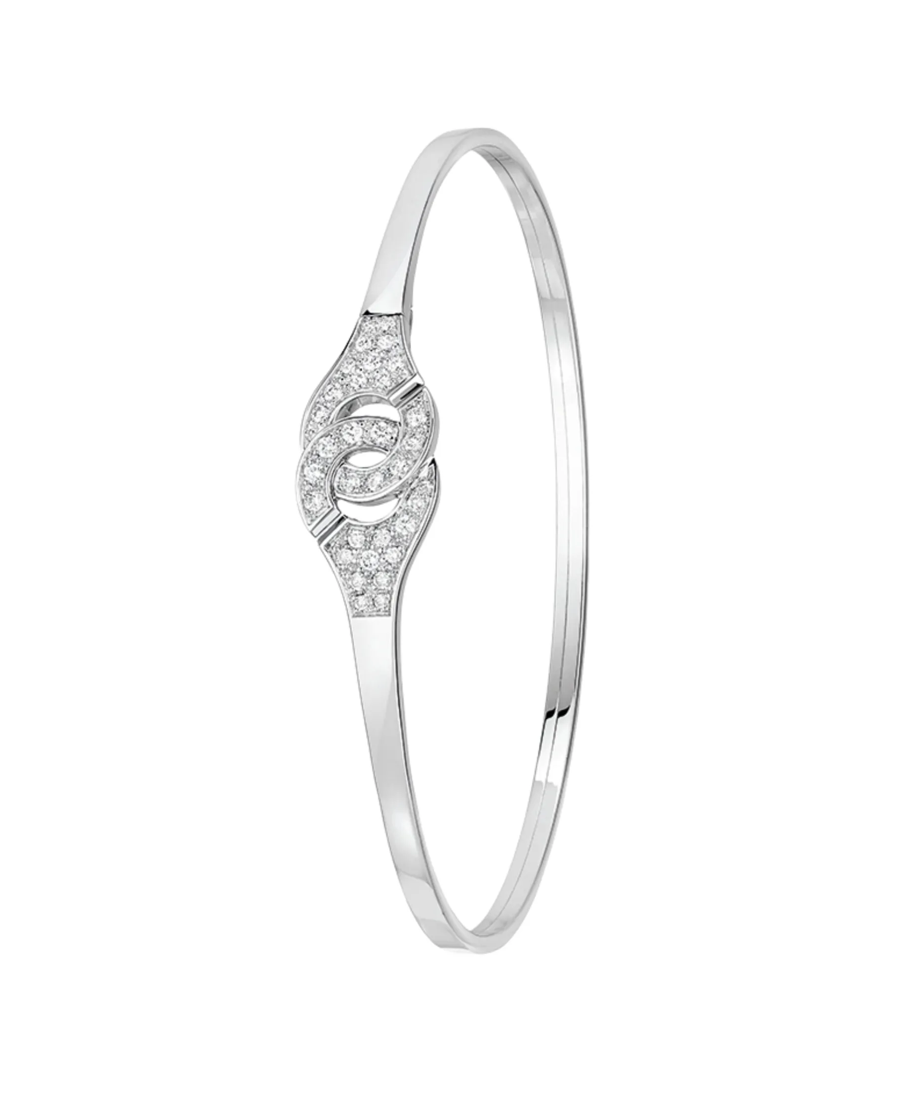 Pulsera Menottes Dinh Van Oro Blanco 18K Flex R10 Diamantes Pavé | 368212