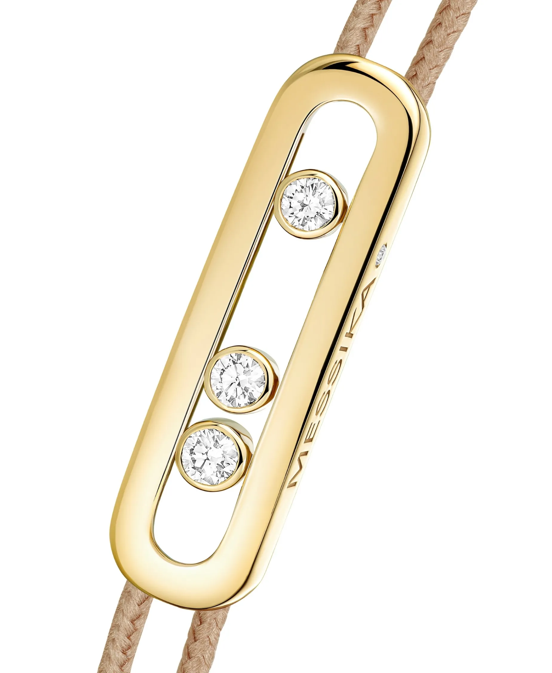 Pulsera Messika Care(s) Cordón Beige y Oro Amarillo | 14099-YG