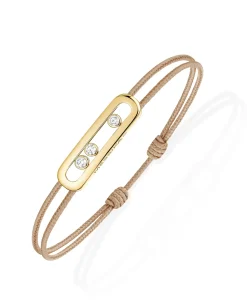 Pulsera Messika Care(s) Cordón Beige y Oro Amarillo | 14099-YG