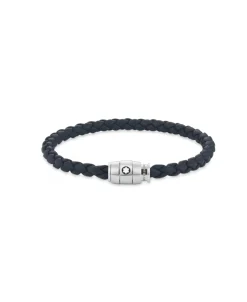 Pulsera MONTBLANC Ancha Piel Azul Petróleo Cierre Acero | 136014