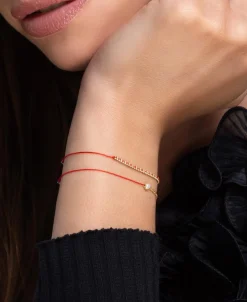 Pulsera Redline Eclipse Oro Amarillo Hilo Rojo | 616J